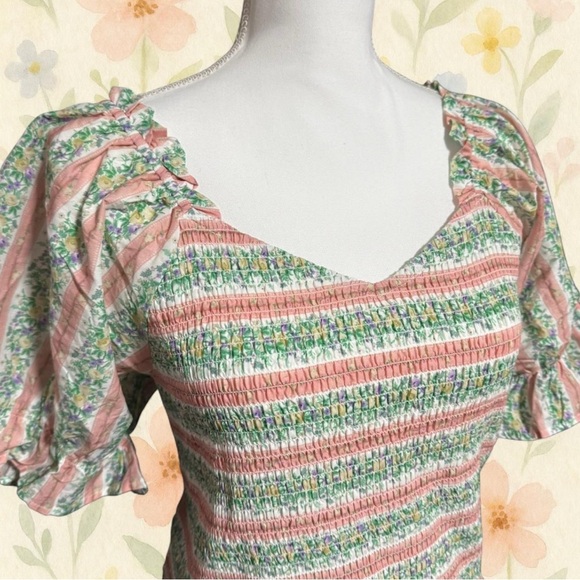Ivy City Co Teagan Dress 2X NWT Puff Sleeve Floral Stripe Romantic Cottagecore - Picture 3 of 6